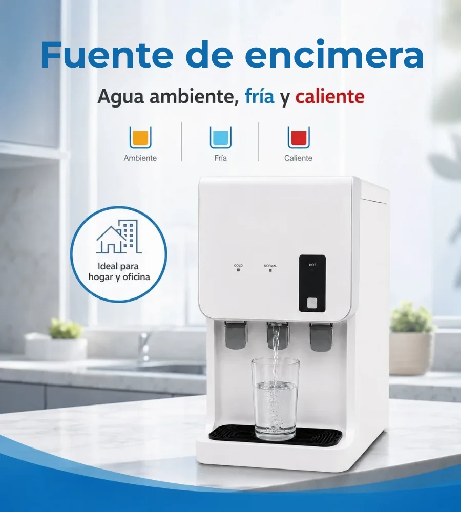Fuente de encimera con agua ambiente, fría y caliente
