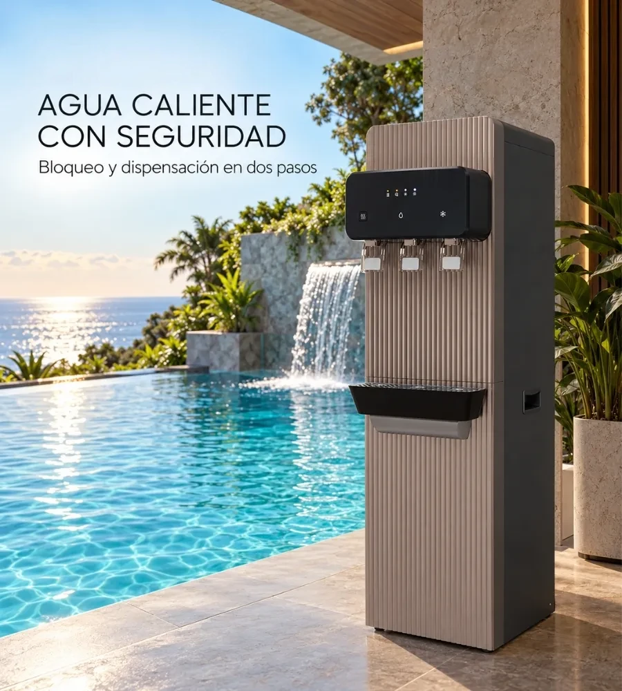 Fuente de pie UV: agua caliente con seguridad