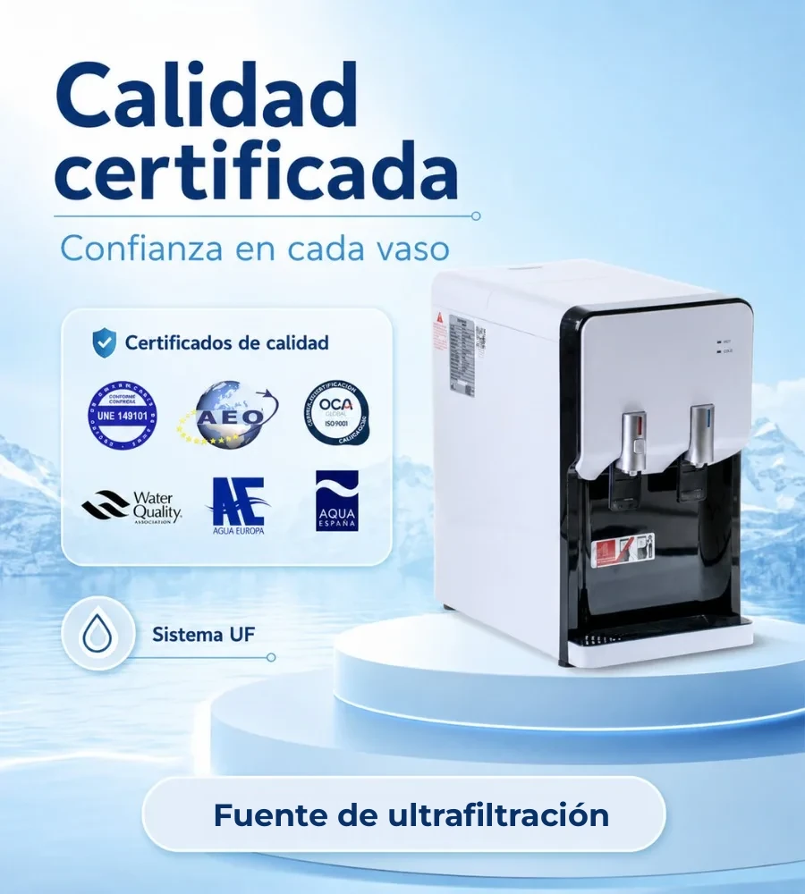 Fuente de ultrafiltración con sus certificados de calidad